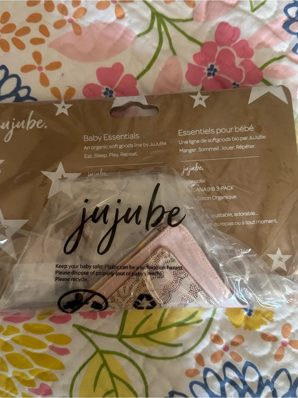 New BE DROOLIE BANDANA BIBS jujube diamond dot blush